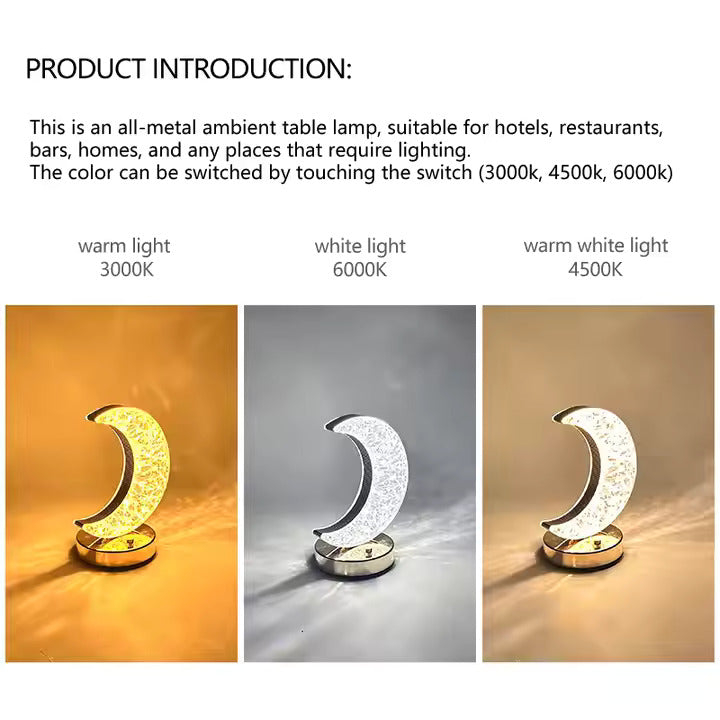 Creative Romantic Moon Crystal Decorative Desk Lamp